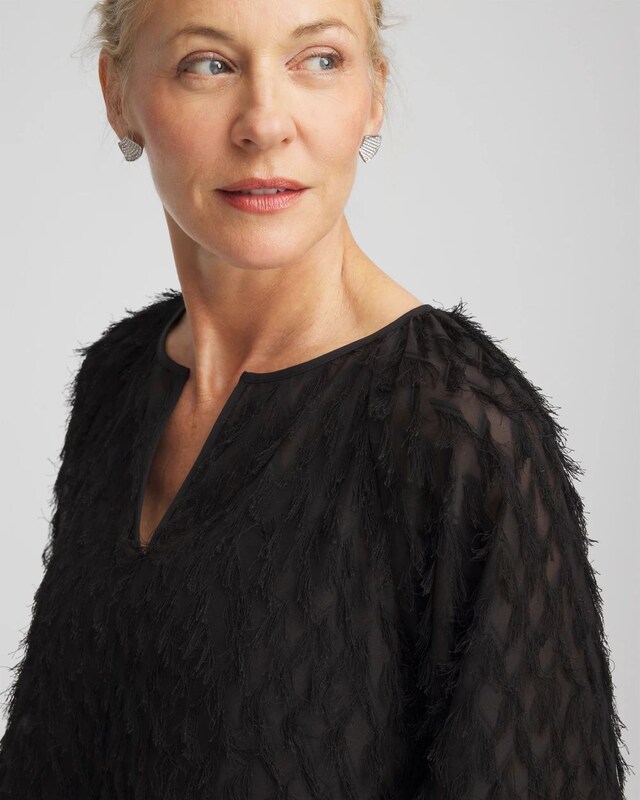 Feathered Pullover Peasant Blouse - image 4